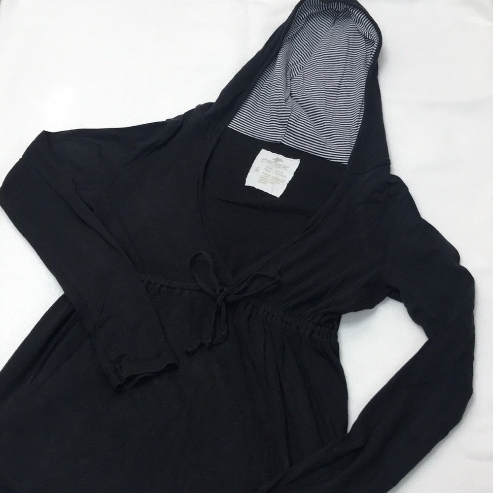 Black long sleeve shirt with hoodie